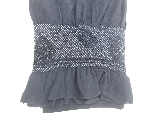  正絹　絞り菱に花模様男物兵児帯